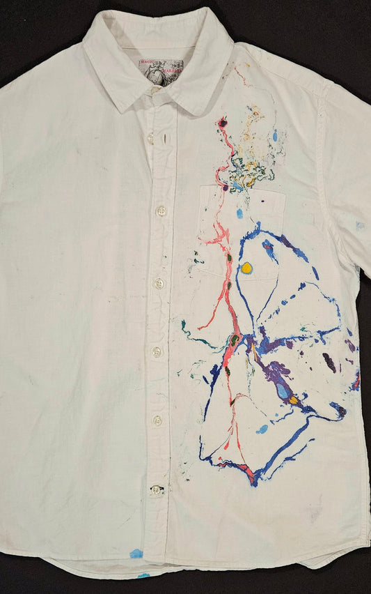 Asymmetrical Marbled Linen Shirt