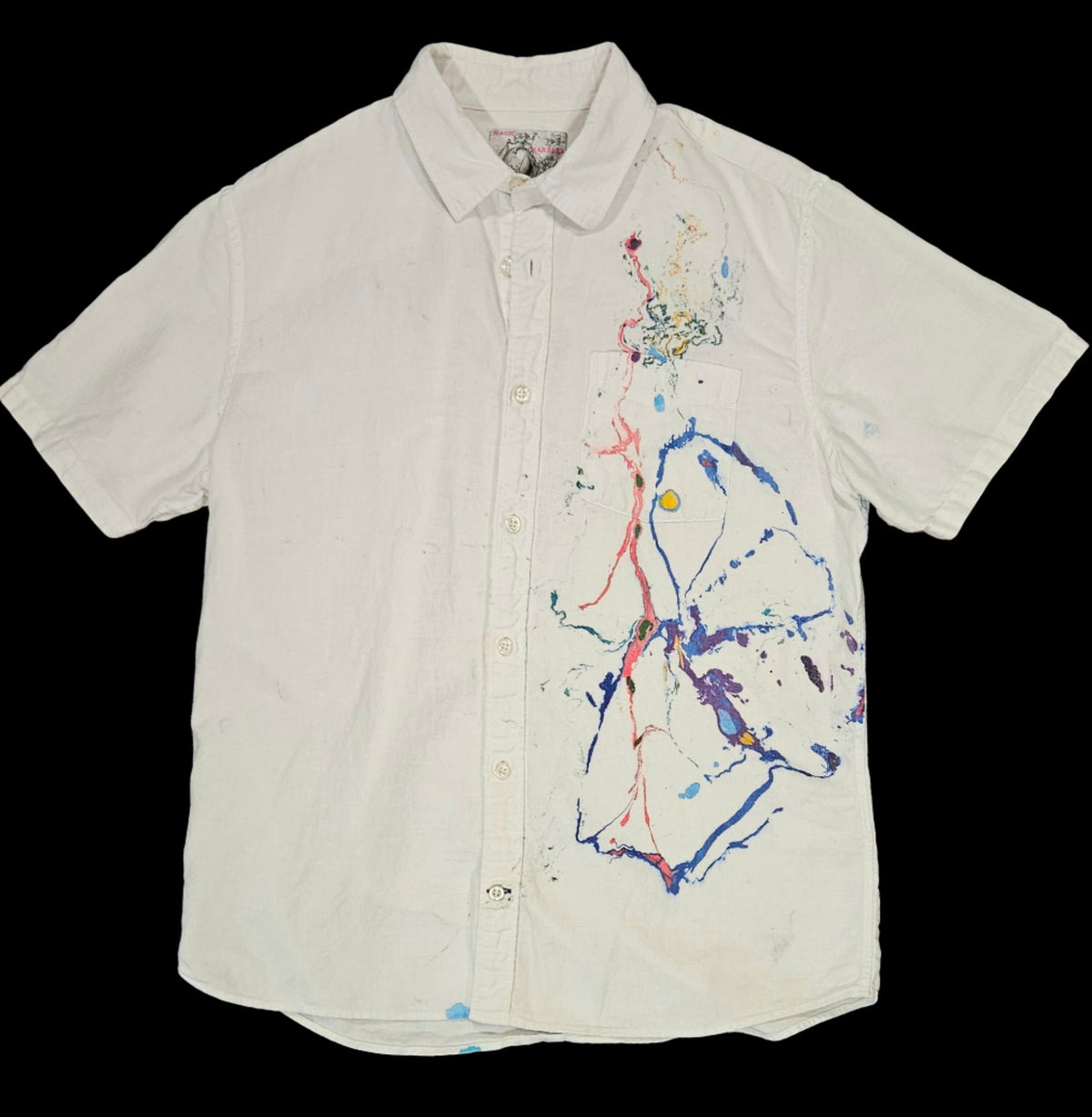 Asymmetrical Marbled Linen Shirt