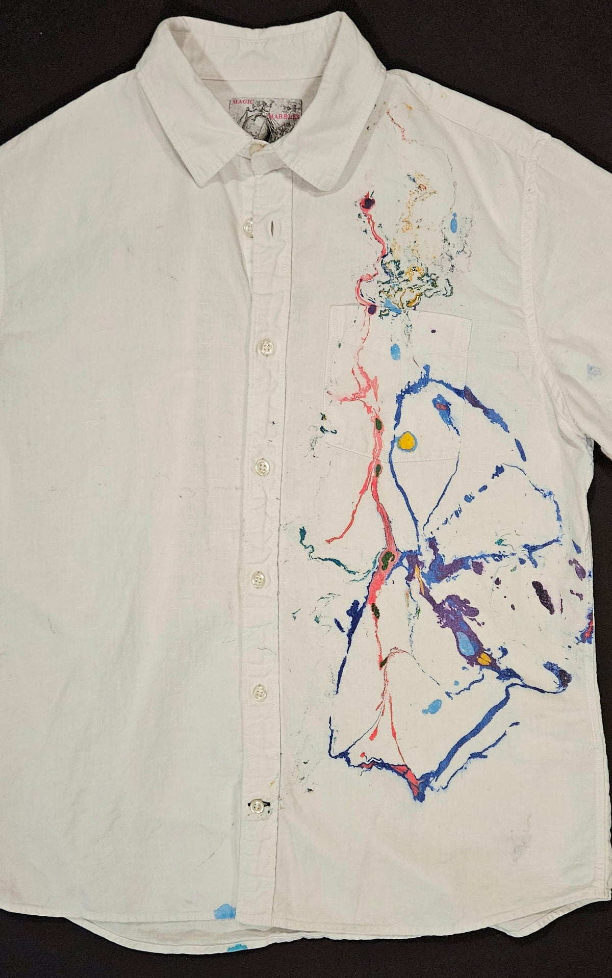Asymmetrical Marbled Linen Shirt